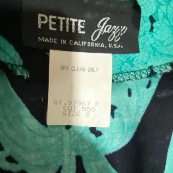 Vintage 80’s petite jazz ladies dress midi button front puff sleeve size 8 USA - Picture 7 of 15